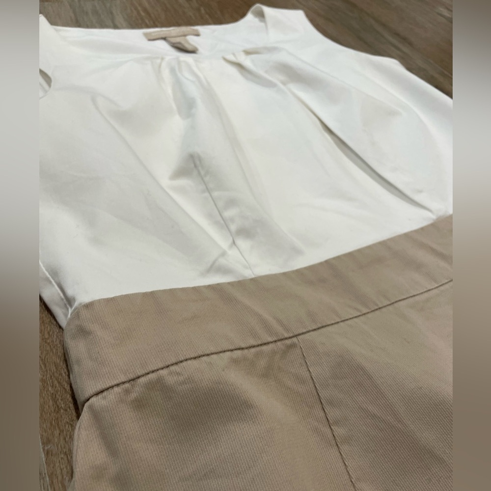 Banana Republic White and Tan Sleeveless Dress- Size 2 - Picture 4 of 12